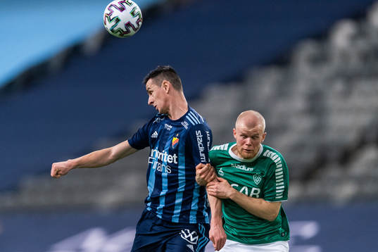 Djurgårdens Haris Radetinac och Brages Lukas Hiltunen