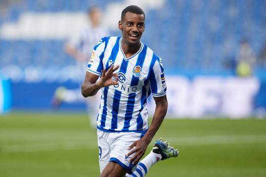 Alexander Isak of Real Sociedad CF celebrates
