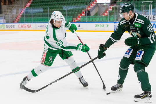 Rögles Moritz Seider och Färjestads Victor Ejdsell