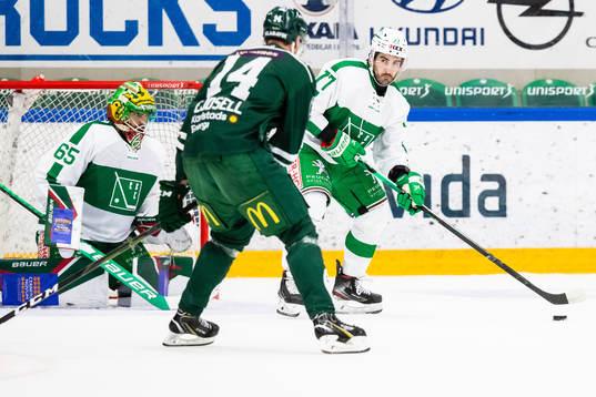 Rögles målvakt Christoffer Rifalk och Joseph LaLeggia