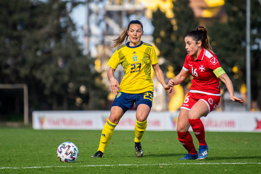 Johanna Rytting Kaneryd of Sweden and Charlene Zammit of