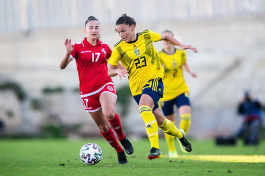 Brenda Borg of Malta and Johanna Rytting Kaneryd of Sweden
