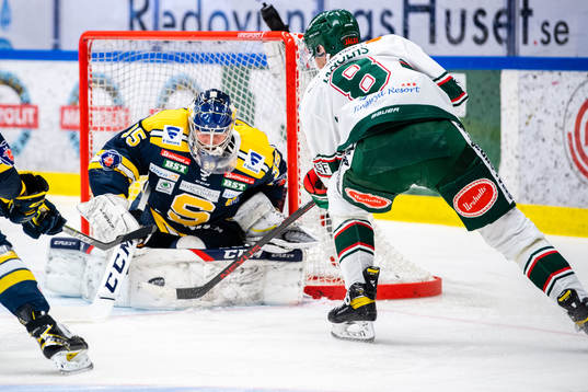 Södertäljes målvakt Jussi Rynnäs och Tingsryds Martin