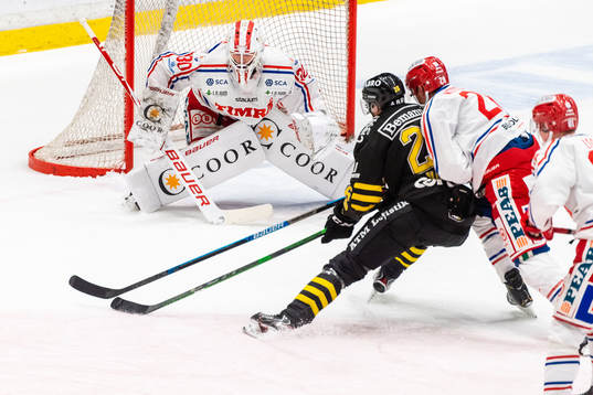 Timrås målvakt Jacob Johansson och Patrick Wiercloch och