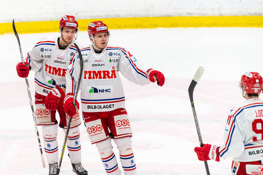 Timrås Jacob Blomqvist och Alexander Lindelöf jublar