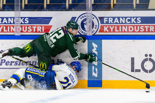 Färjestads Niclas Lundgren  och Leksands Mattias Ritola