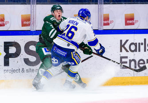 Färjestads Olle Lycksell  och Leksands Patrik Norén