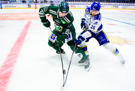 Färjestads Olle Lycksell  och Leksands Patrik Norén