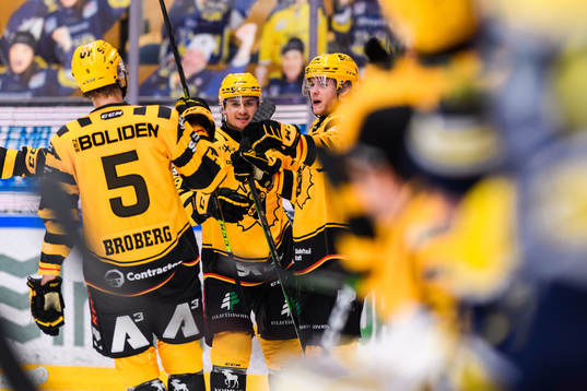 Skellefteås Rickard Hugg jublar med lagkamrater