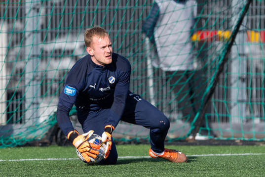 Halmstads målvakt Malte Påhlsson före fotbollsmatchen i