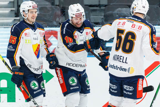 Djurgårdens Niclas Bergfors jublar med lagkamrater