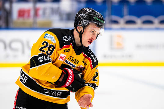 Luleås Erik Gustafsson blöder från ansiktet