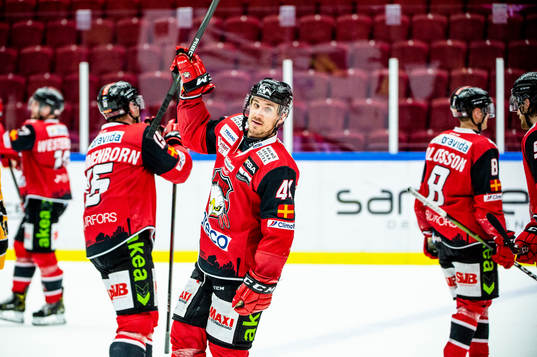 Malmö Redhawks Jesper Jensen Aabo jublar