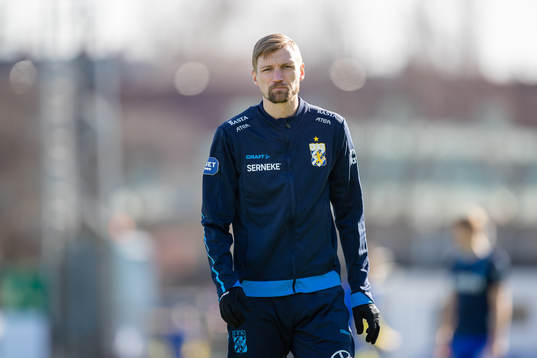 IFK Göteborgs Sebastian Eriksson innan fotbollsmatchen i