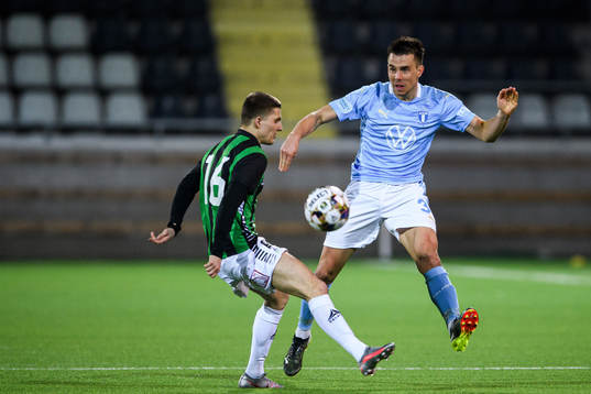 GAIS Johan Andersson och Malmö FFs Jonas Knudsen