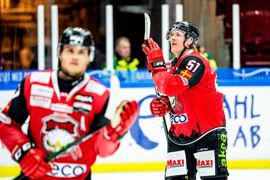 Malmö Redhawks Christoffer Forsberg och Emil Sylvegård