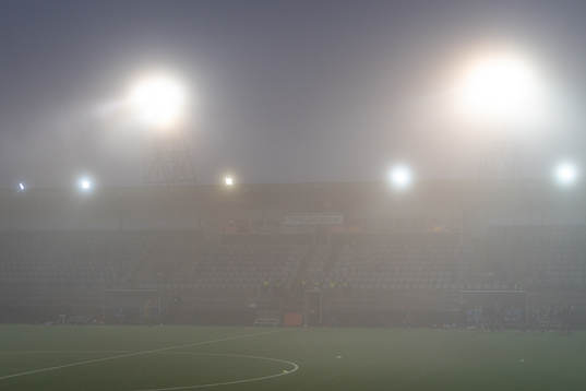 Fog over Malmö IP prior to the UEFA women's Champions