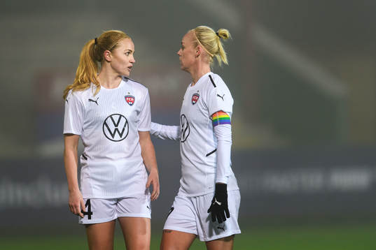 Glodis Perla Viggosdottir and Caroline Seger of Rosengård