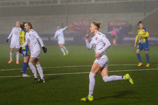 Sanne Troelsgaard of Rosengård celebrate