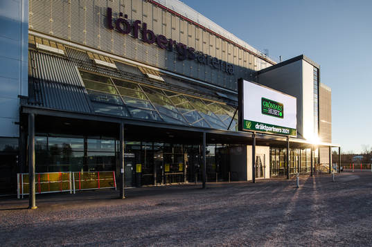Exteriör av Löfbergs Arena