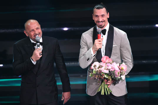Zlatan Ibrahimovic and Sinisa Mihajlovic attends the