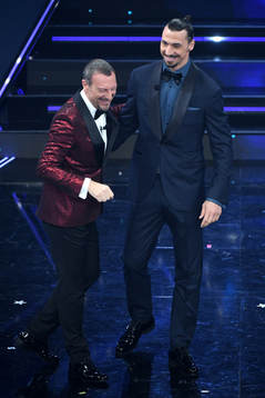 Zlatan Ibrahimovic and presenter Amadeus attends the