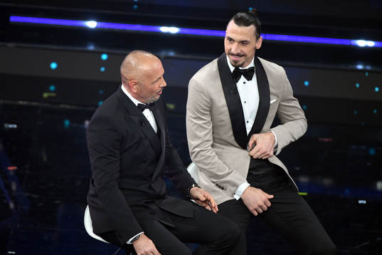 Zlatan Ibrahimovic and Sinisa Mihajlovic attends the