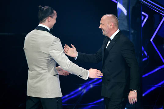 Zlatan Ibrahimovic and Sinisa Mihajlovic attends the