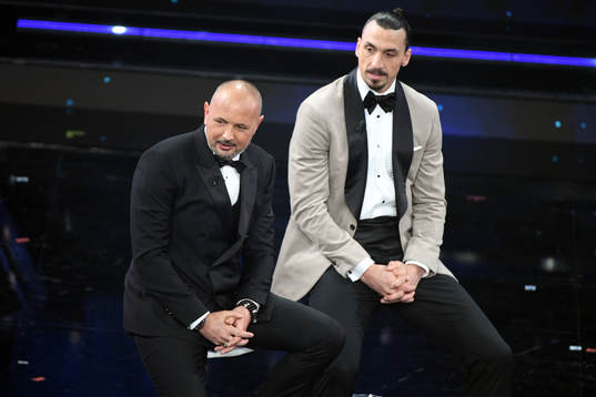 Zlatan Ibrahimovic and Sinisa Mihajlovic attends the