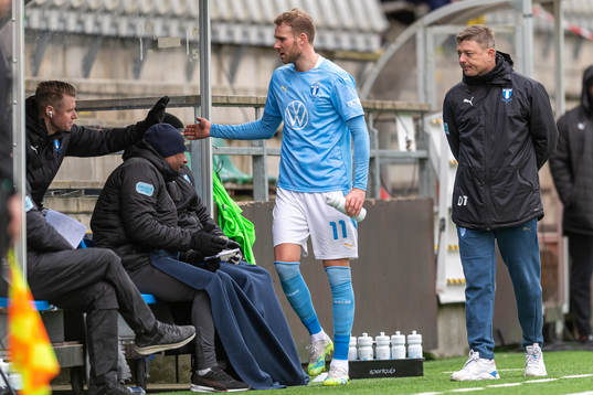 Malmö FFs Ola Toivonen och huvudtränare Jon Dahl Tomasson