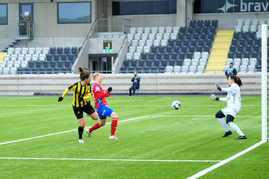 Häckens Pauline Hammarlund nickar in ett mål
