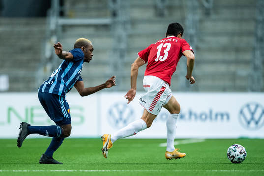 Djurgårdens Joel Asoro och Kalmars Emin Nouri