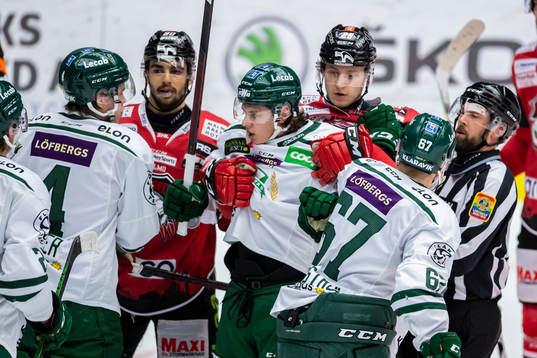 Färjestads Albert Johansson och Pontus Widerström  i