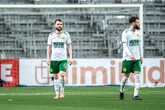 Hammarbys Mads Fenger Nielsen och Simon Sandberg deppar