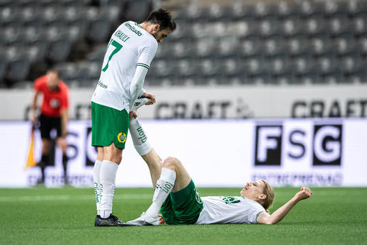 Hammarbys Gustav Ludwigson har kramp