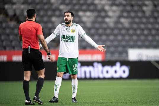 Hammarbys Abdul Khalili reagerar på domslut från domare