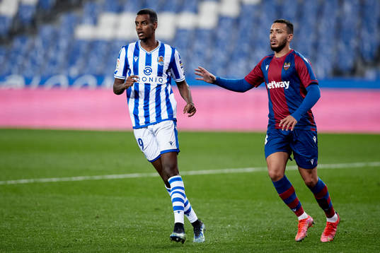 Alexander Isak of Real Sociedad looks