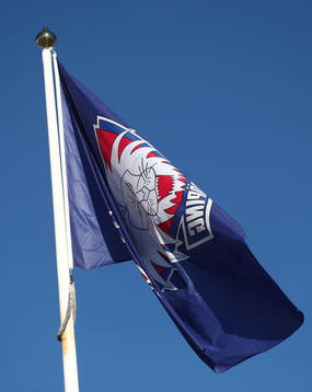 Generell bild på LHC-flaggor utanför Saab arena,