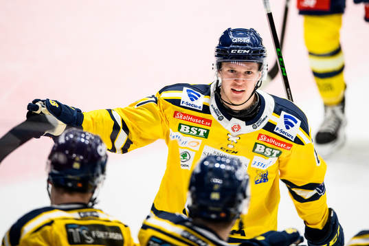 Södertäljes Hugo Gustafsson jublar