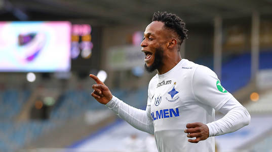IFK Norrköpings Samuel Adegbenro jublar