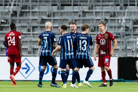 Djurgårdens Kalle Holmberg jublar med lagkamrater