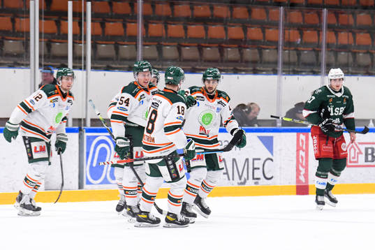 Kristianstads Kevin Wennström och David Levin jublar
