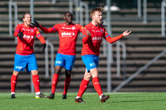 Helsingborgs Andreas Landgren reagerar mot ett domslut