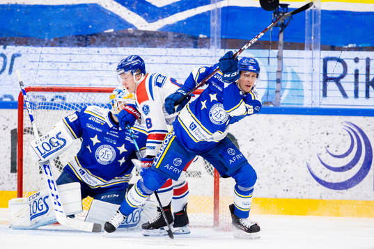 Leksands målvakt Janne Juvonen och Mattias Göransson