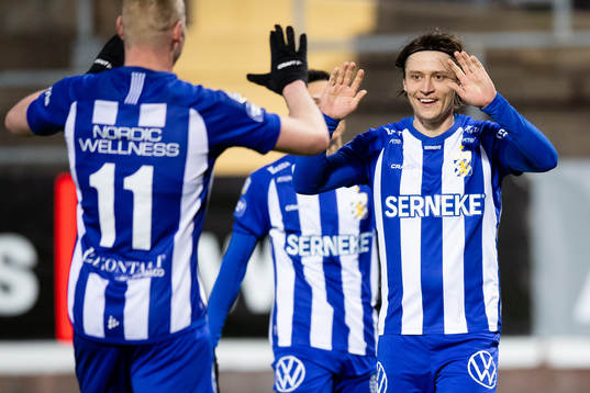 IFK Göteborgs Simon Thern jublar med Kolbeinn Sigthorsson