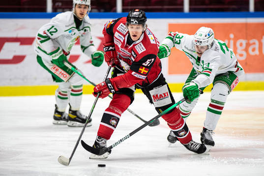 Malmö Redhawks Emil Sylvegård och Rögles Niklas Hansson