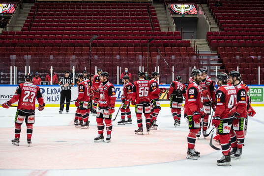 Malmö Redhawks spelare jublar