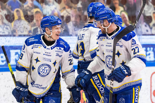 Leksands Emil Heineman och Marek Hrivik jublar