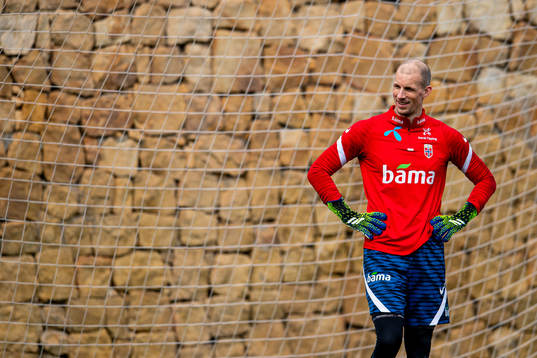 Goalkeeper André Hansen of the Norwegian national football