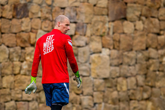 Goalkeeper André Hansen of the Norwegian national football